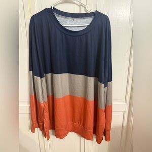Unk Women's Striped Tunic - Navy, Gray, and Orange